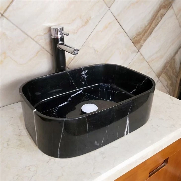 Black Nero Marquina Marble Washbasin