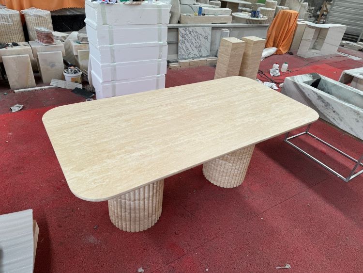 Beige Travertine Dining Table Interior Design